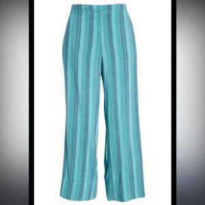 Nic + Zoe, Horizon Stripe Wide Leg Pull On Pants in Blue, NWT